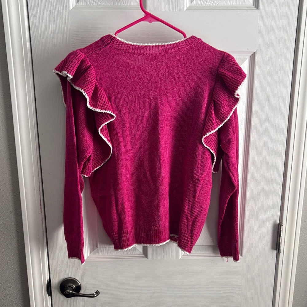 Chic Magenta Ruffle Sweater - Picture 5 of 5